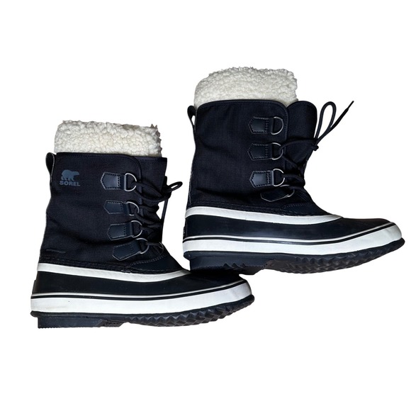 Sorel Shoes - Sorel Winter Carnival Black White Waterproof Snow Boots NL3483-011 Womens 8